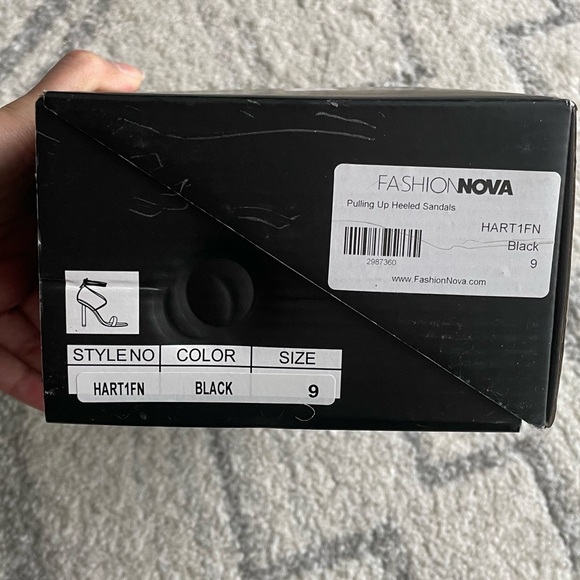 NWOT- Fashion Nova Black & Gold Tie Up Heeled Sandals - Picture 7 of 12